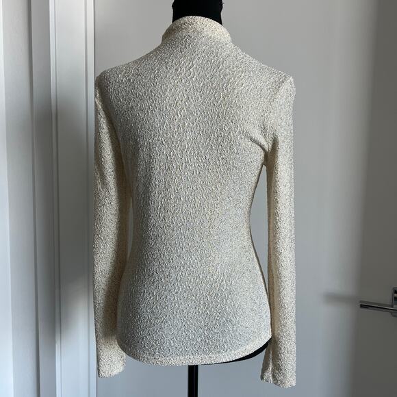 Shein Poeselle Shirt Womens Medium White Gold Glittery Sparkly Long Sleeve - Picture 4 of 14